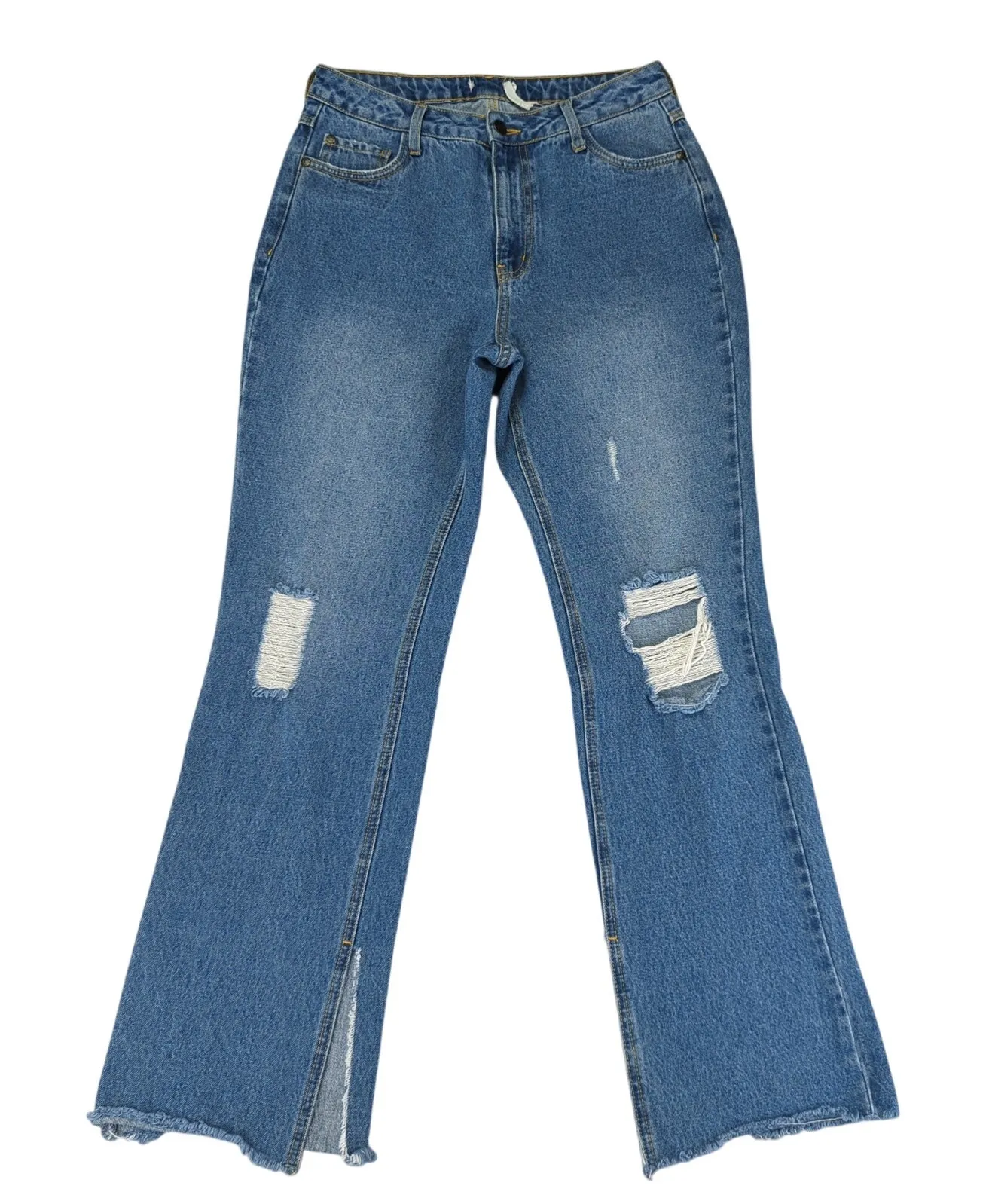 Avec Les Filles Distressed High-rise Jeans Boot Cut Women's 29 Rigid Split Hem - Image 1