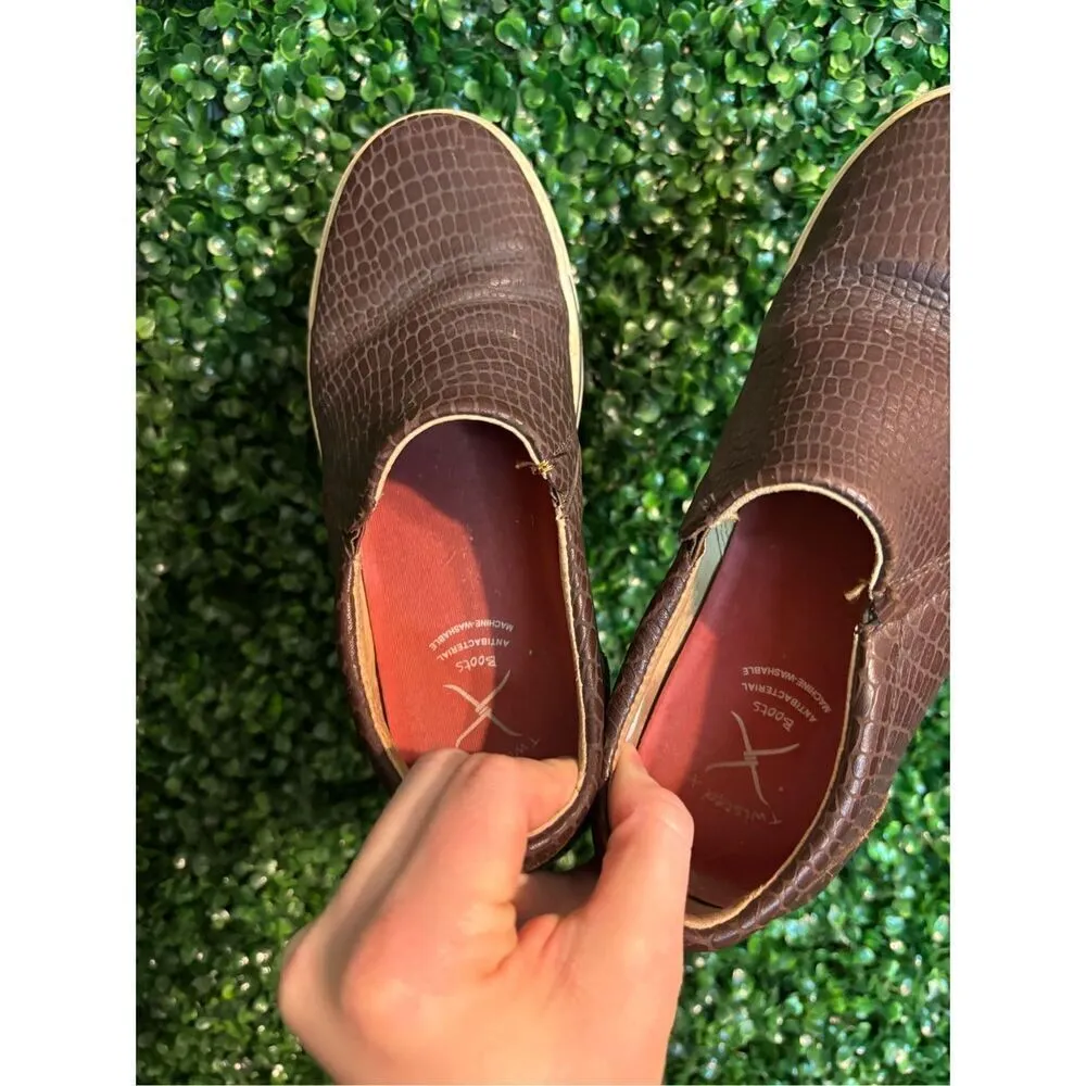 Twisted X Women’s Brown Leather Slip On Shoes Sz 6M - Image 5
