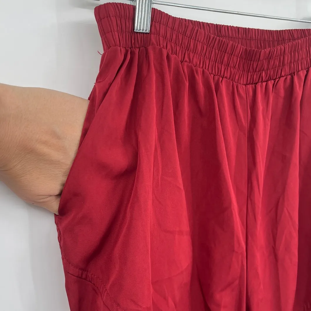 Y2K K TOO Ruched Zip Ankle Track Pants Womens L Red Athleisure Streetwear Sporty Size L - Image 3