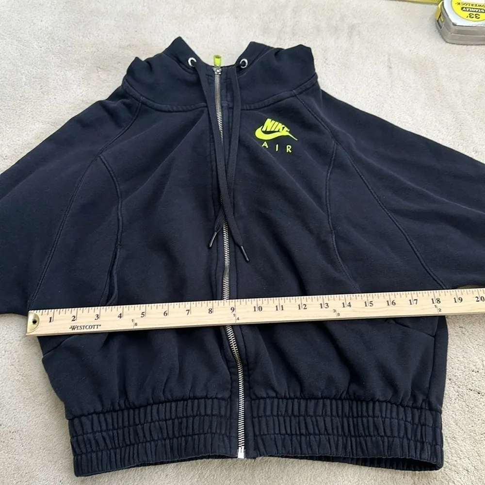 Nike Air Black & Neon Yellow Volt Zip Up Cropped Hoodie Sweatshirt Size Small - Image 12