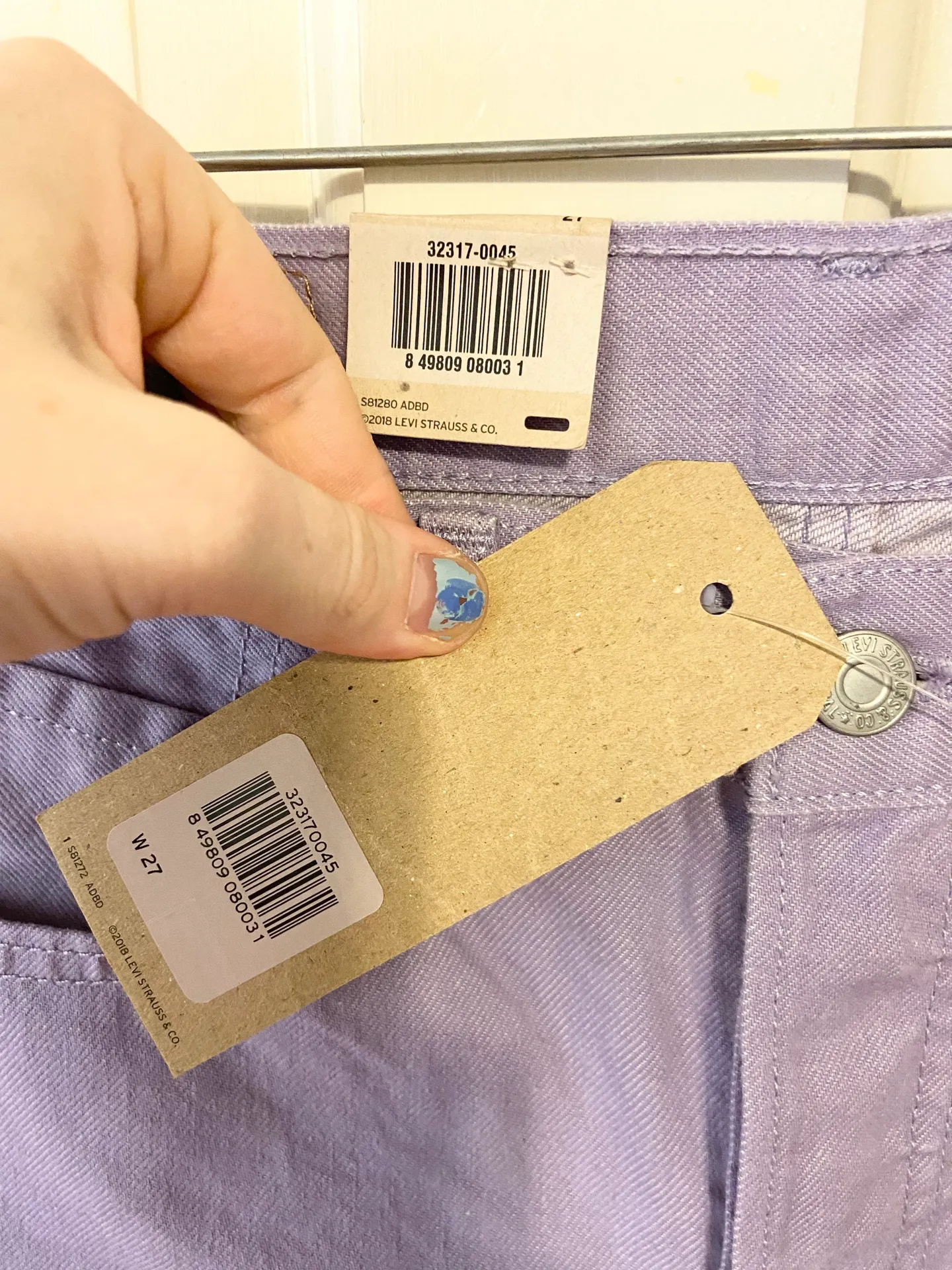 NWT  501 button fly purple jean shorts - Image 9