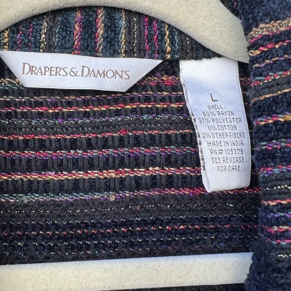 DRAPERS and Damon’s Black W/Gold Metallic, Blue, Pink, Purple Stripes Size Large - Image 9