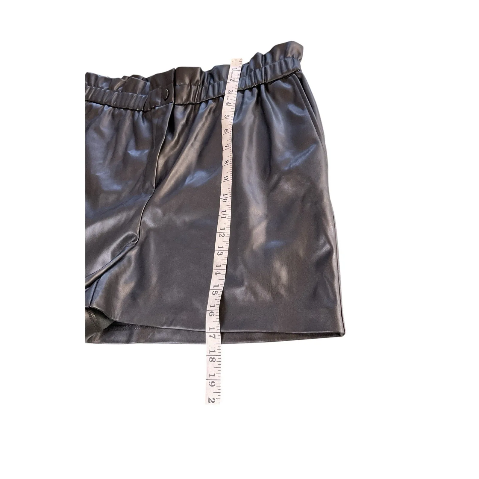 LAUNDRY by Shelli Segal Vegan Leather Paperbag Waist‎ Shorts Size XL - Image 6