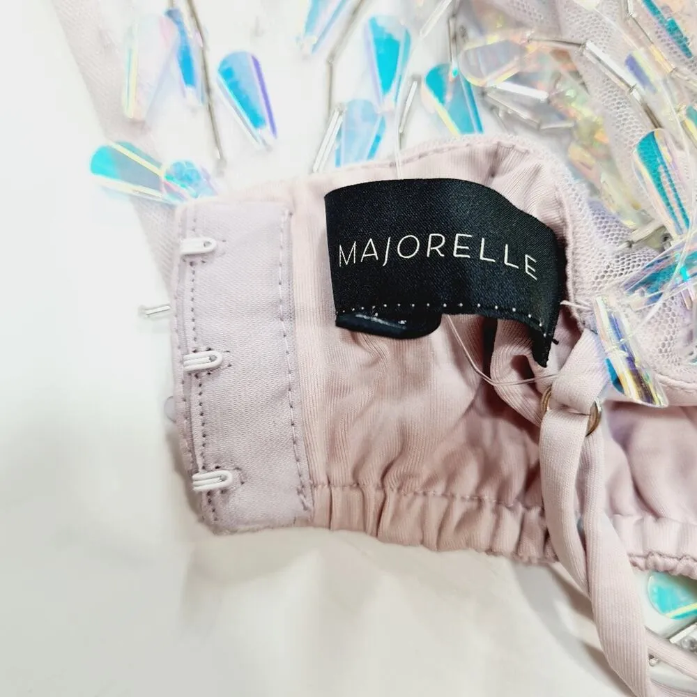 MAJORELLE Mallory Embellished Crop Top in Silver Small - Image 9