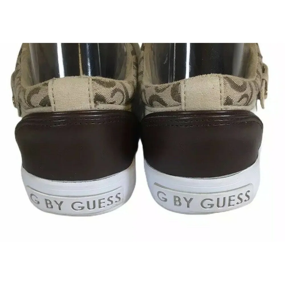 Womens G by GUESS Omeni 3 Low Top Logo Tan Lace Up Shoes Sneakers with Buckle 6 - Image 7