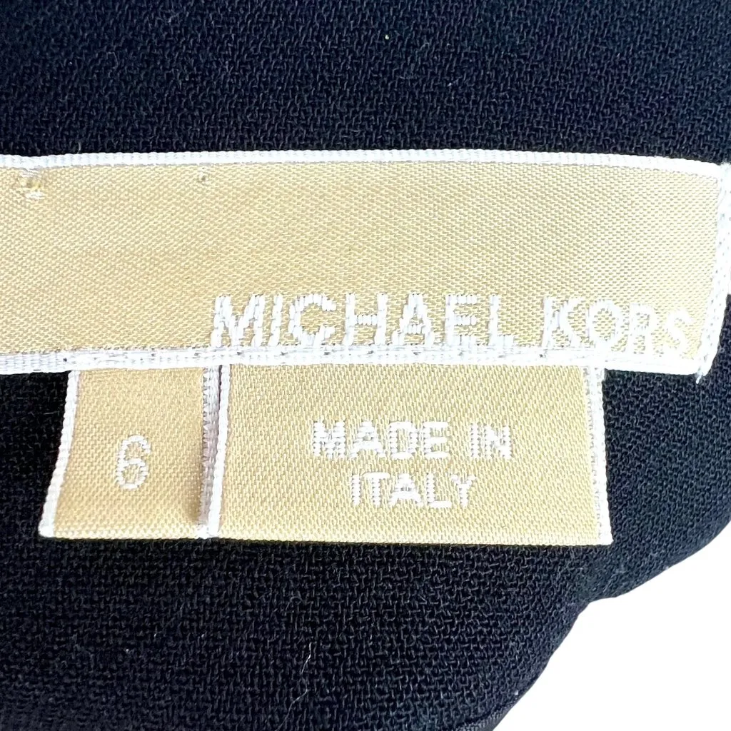 Michael Kors Zebra Print Sleeveless Sheath Dress 6 Virgin Wool Italy Business Black - Image 9