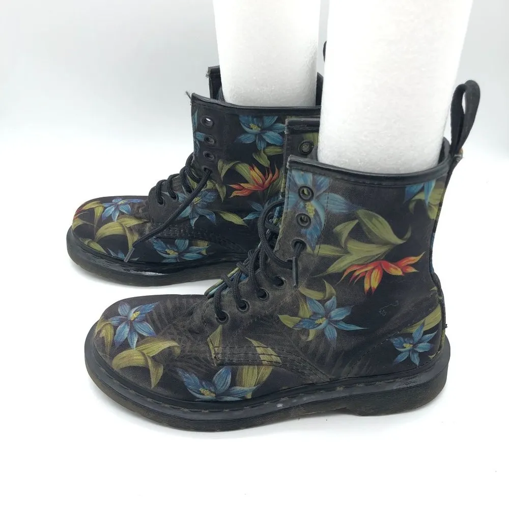 Dr. Martens Hawaiian Castel Vegan Black Floral Womens 6 - Image 3