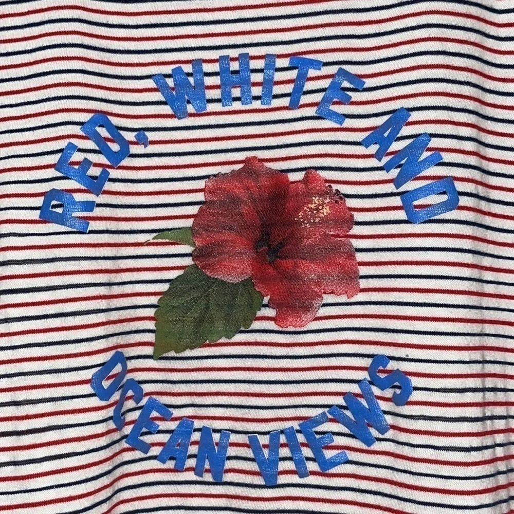 🦊💋 Wildfox Red White and Ocean Views Stripe Tee - Image 5