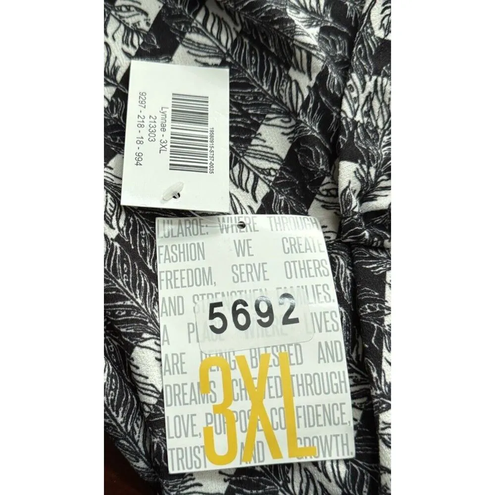 NWT Lularoe Lynnae 3XL Shades Heathered Gray Black Strech Cotton/Poly/Spandex - Image 4