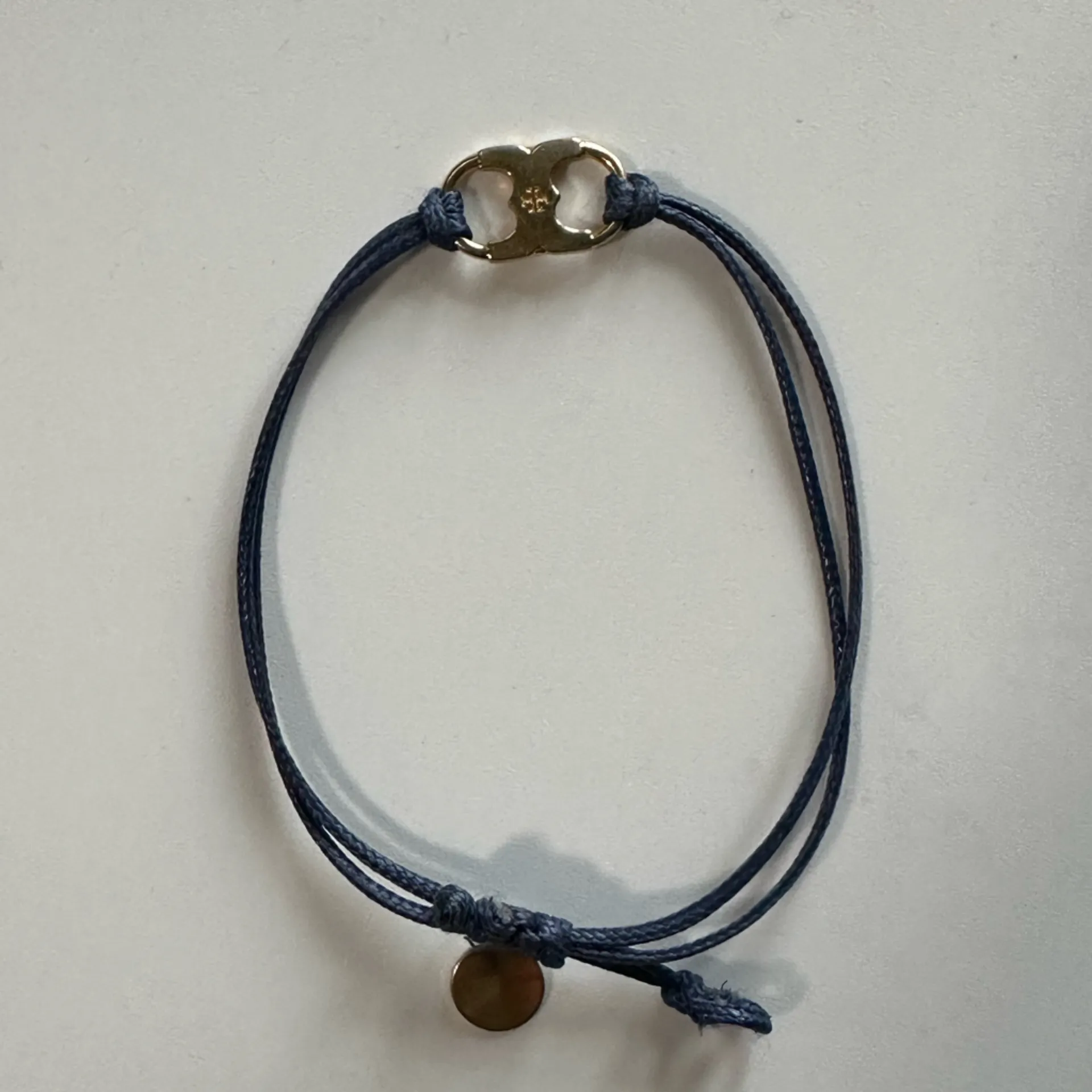 Tory Burch String Bracelet Gold and Blue - Image 2