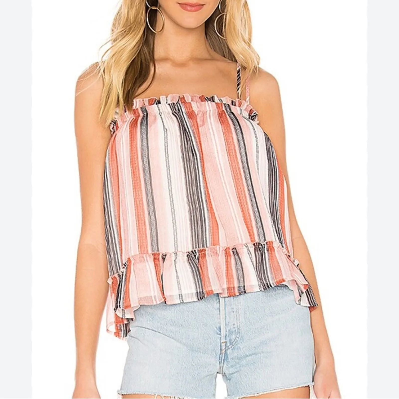 Jack by BB Dakota striped ruffle peplum tank new size XS - Image 3
