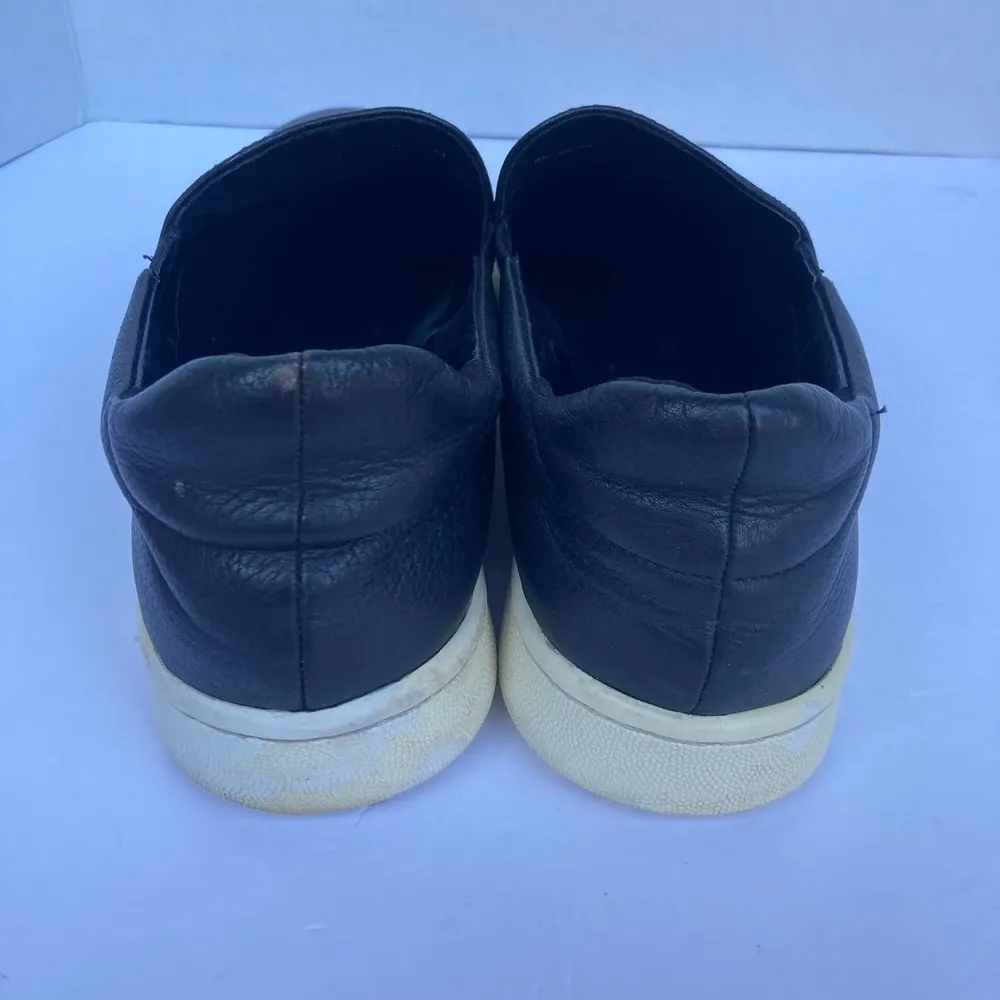 Eileen Fisher Women's Black Leather Slip On Sneakers Size 7 - Image 4