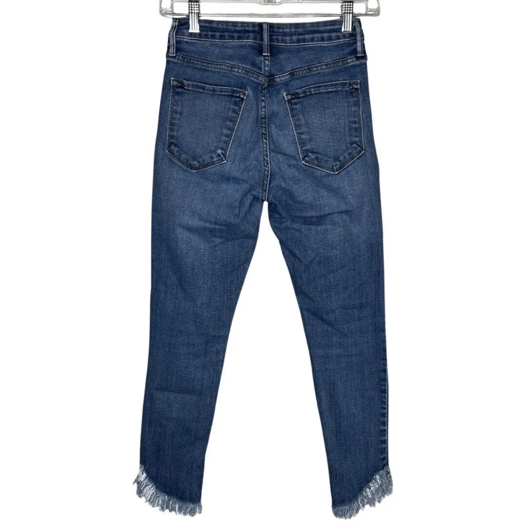 Just Black Jeans Womens 2 25 Blue Slim Straight Crop Frayed Whiskering‎ Casual - Image 2