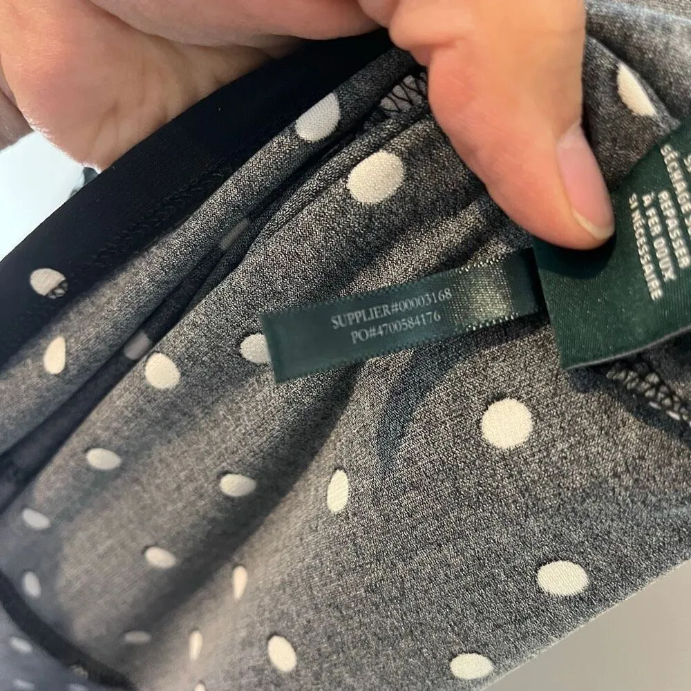 Lauren Ralph Lauren Black and White Polka dot faux wrap v neck dress size 14 - Image 6