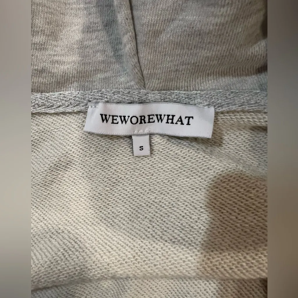 WeWoreWhat Heather Gray Fleece Half Zip Cropped Hoodie Size Small EUC - Image 5
