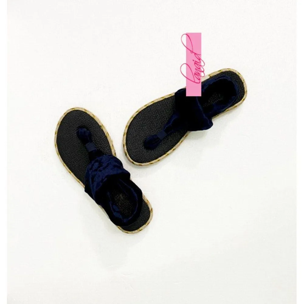 Nalho Ganika Sandals Velvet Blue Gold Yoga Mat Memory Foam Comfort Espadrilles 6 - Image 9