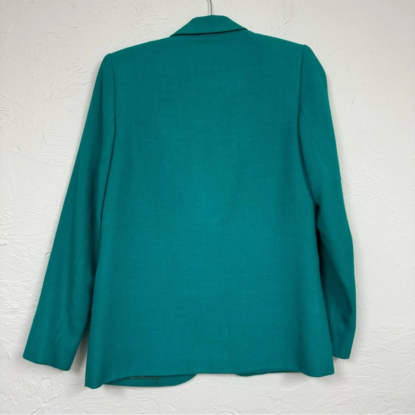 Vintage Teal Oversized Boyfriend Fit Blazer Jacket Womens 4P Business Preppy Green - Image 6