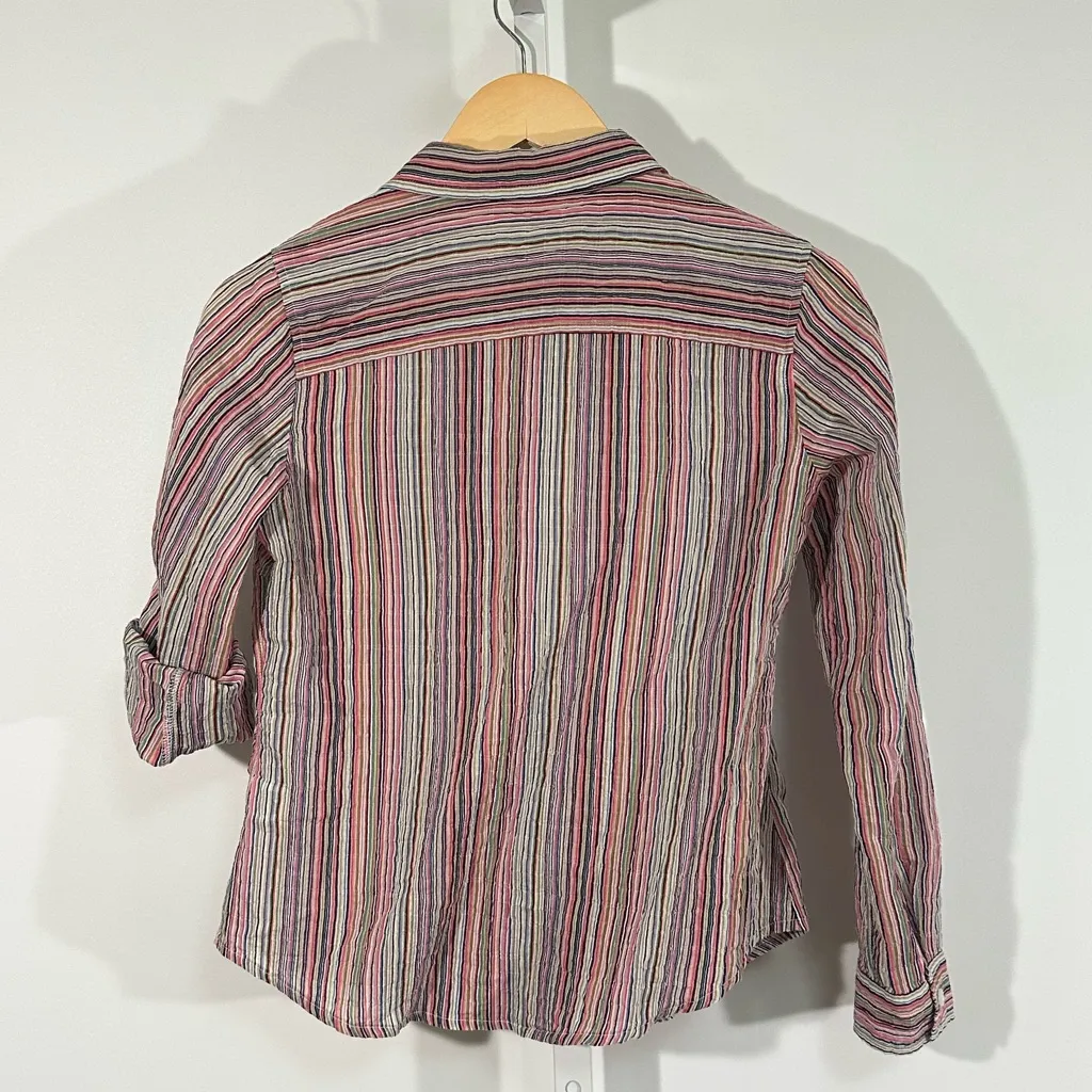 Liz Claiborne Multi-Stripe Button Shirt (Women’s S) rainbow - Image 5