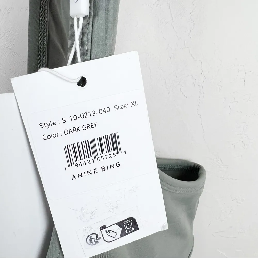 Anine Bing Sport Renae Logo Sports Bra Top in Dark Gray - Image 11