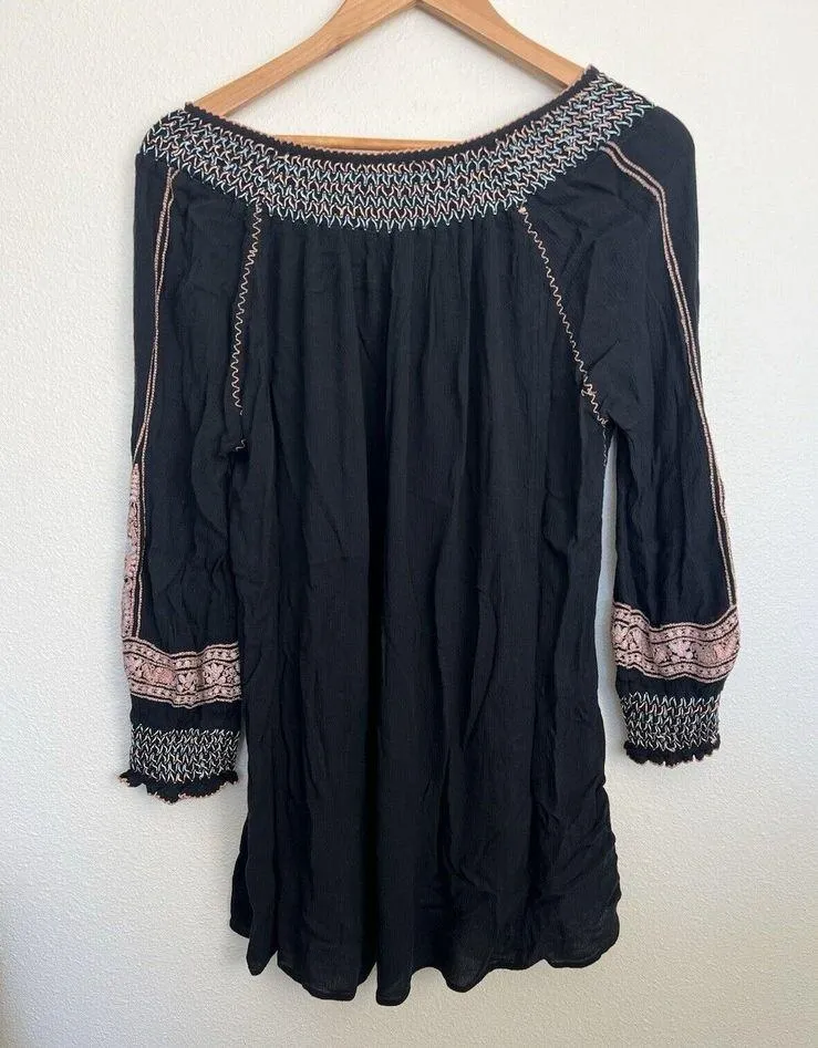 Free People Wind Willow Embroidered Peasant Boho Mini Tunic Dress Women’s SZ XS - Image 6
