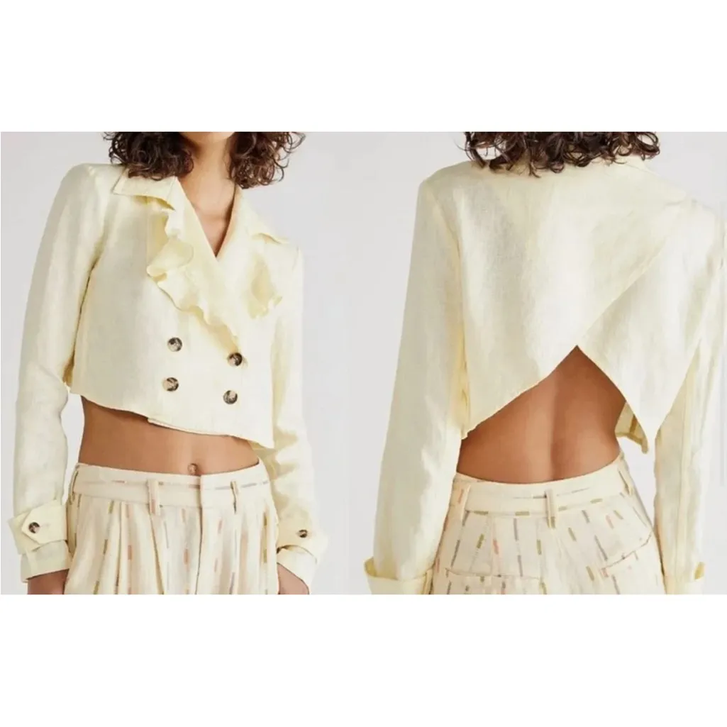 ✨HOST PICK✨ Free People Bennie Crop Blazer Butter Yellow size Medium (NWT) - Image 4