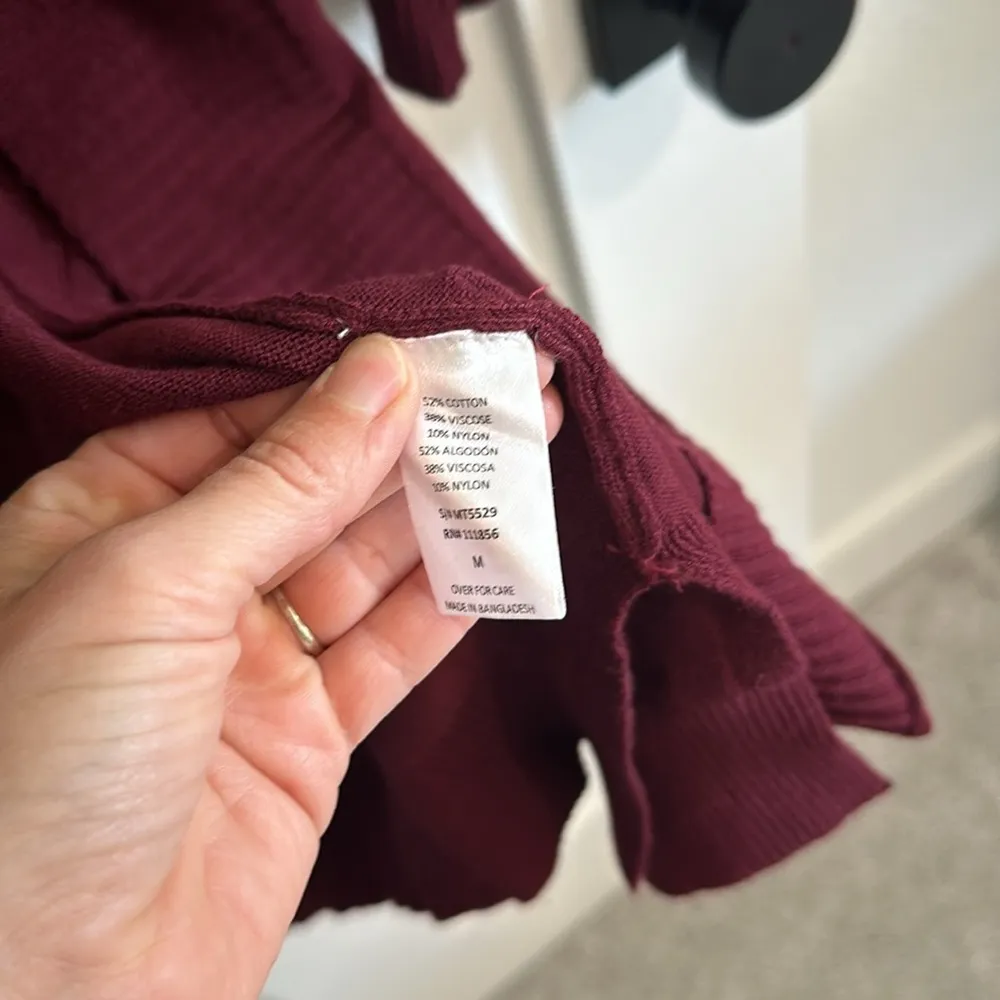 Cherish  Women's M Open Front Long Duster Cardigan Burgundy Red Fall Layering - Image 5