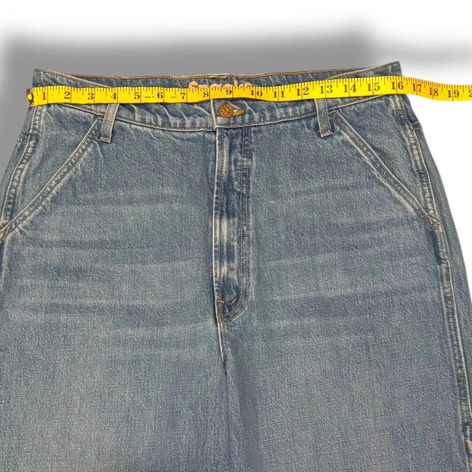 MOTHER SNACKS Utility High Waisted Twizzy Ankle Carpenter Barrel Jeans 32 Blue - Image 3