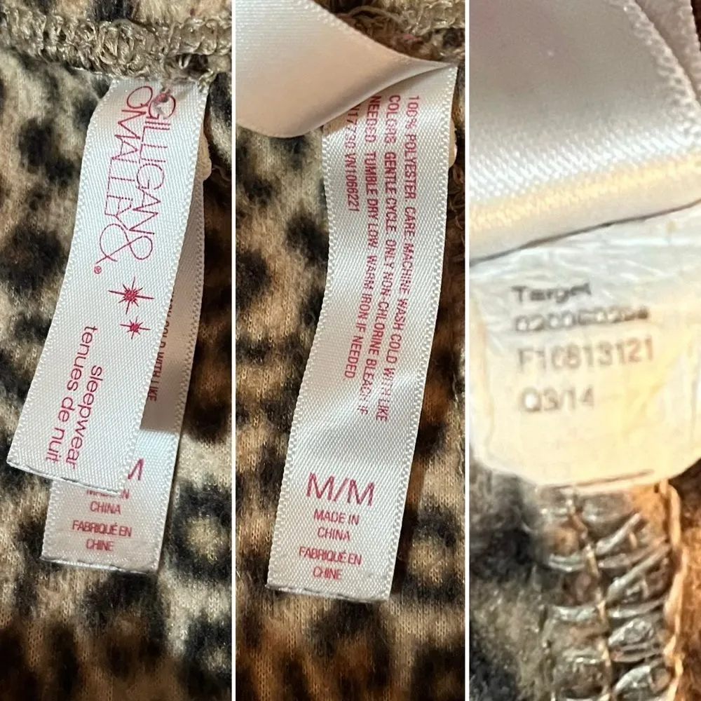 Gilligan & O'Malley Leopard Print Pull On Fleece Pajama Pants Brown Tan M Size M - Image 9