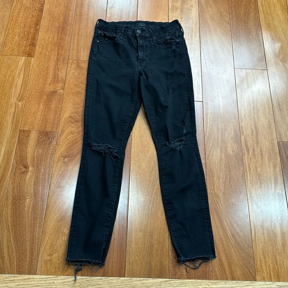 Mother Jeans Womens Black Label Looker Ankle Fray Guilty as Sin Distressed 26 - Image 4