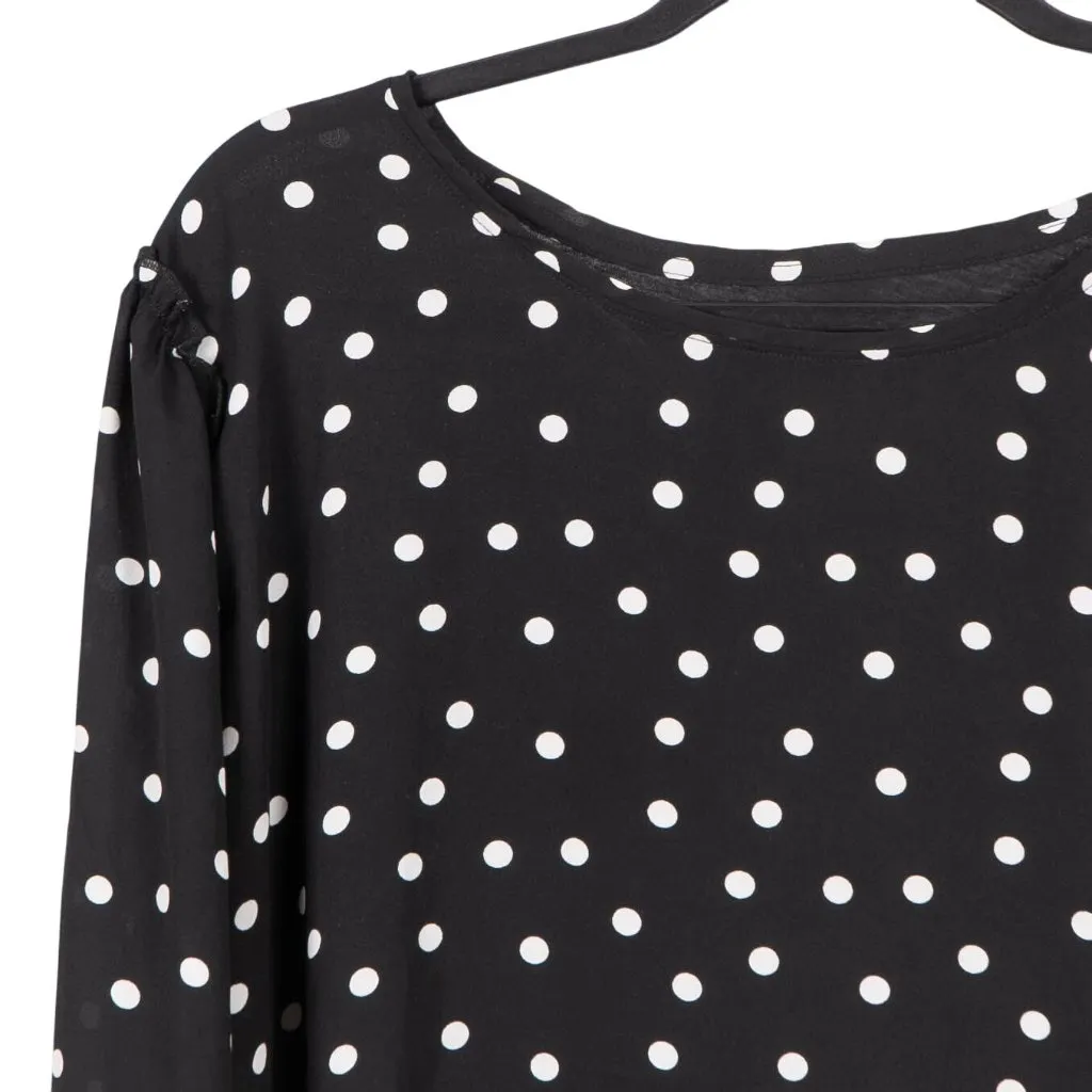 Van Heusen Polka Dot Blouse XXL Womens Black White Stretch 3/4 Sleeves - Image 2