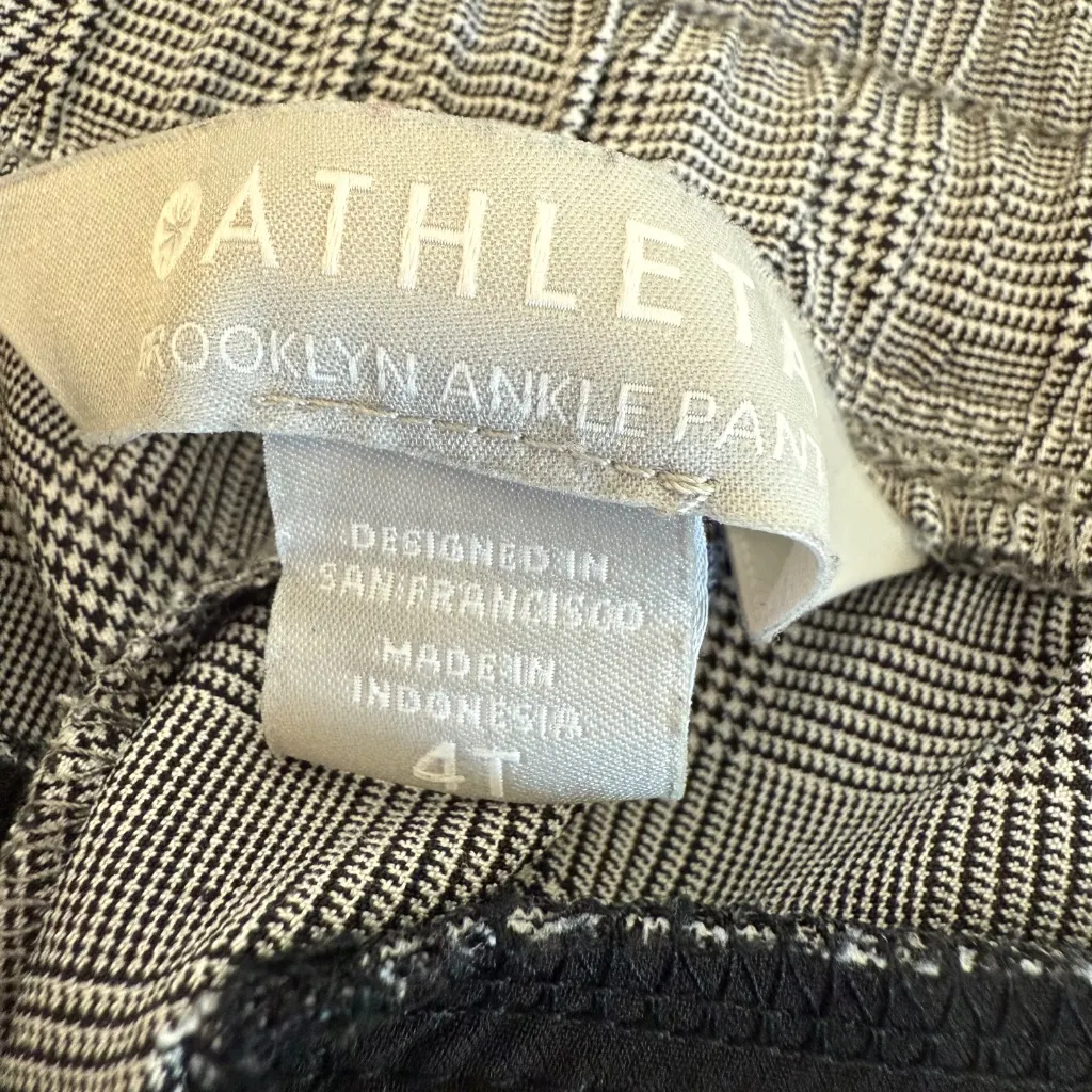 Athleta Brooklyn Plaid Ankle Pant Womens 4T Tall Black White Athleisure Travel - Image 4