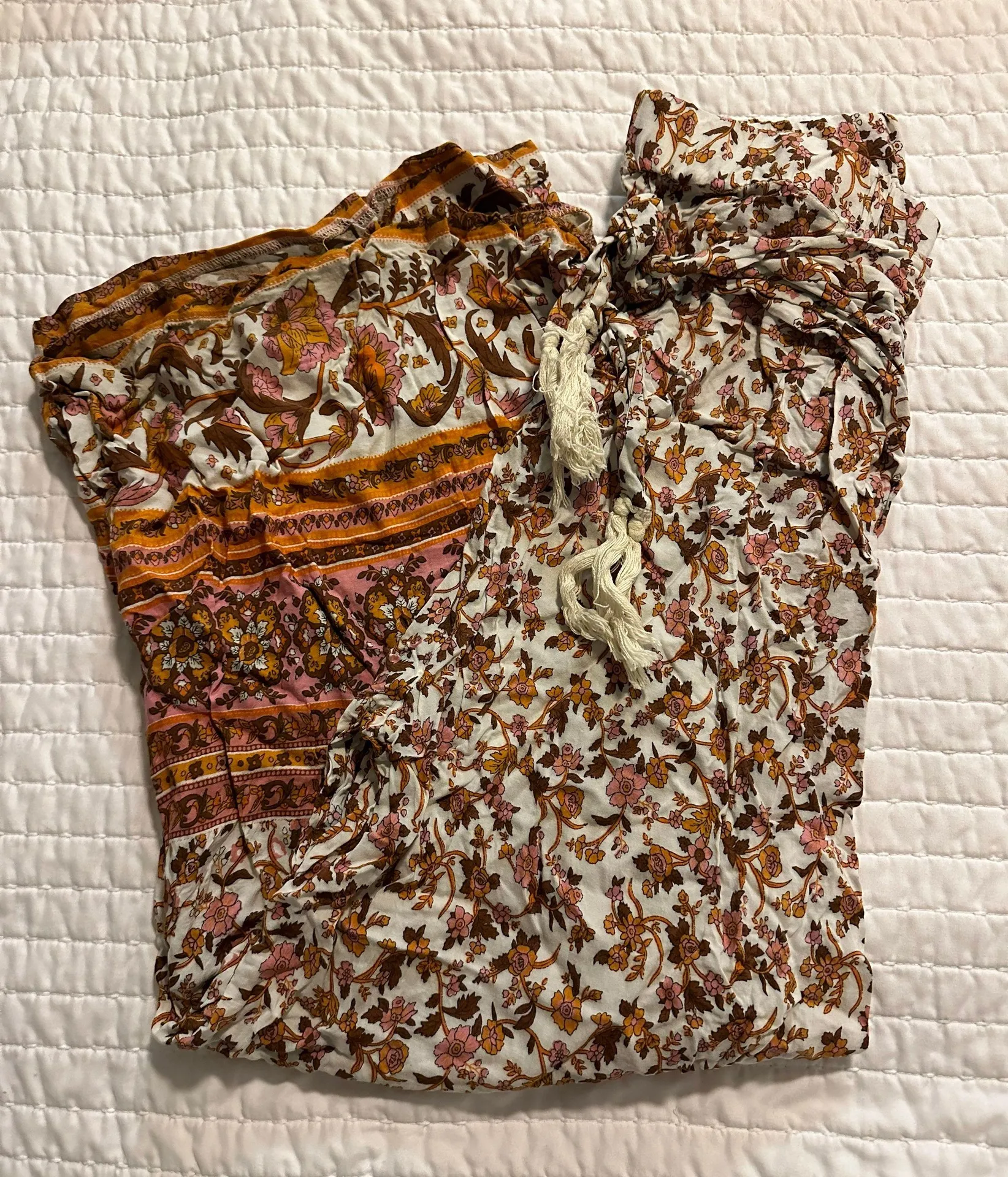 🌴Women’s Summer Boho Tie Waist Pants Loose Wide Leg Beach Pant w/ Tassel - Image 6