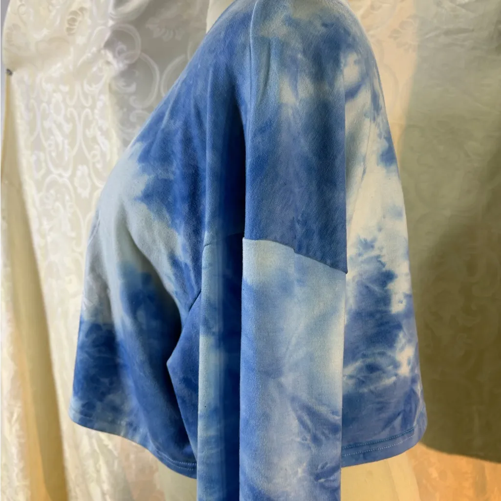 SHEIN Blue Tie-Dye Long Sleeve with Yellow Smile Graphic - Image 5