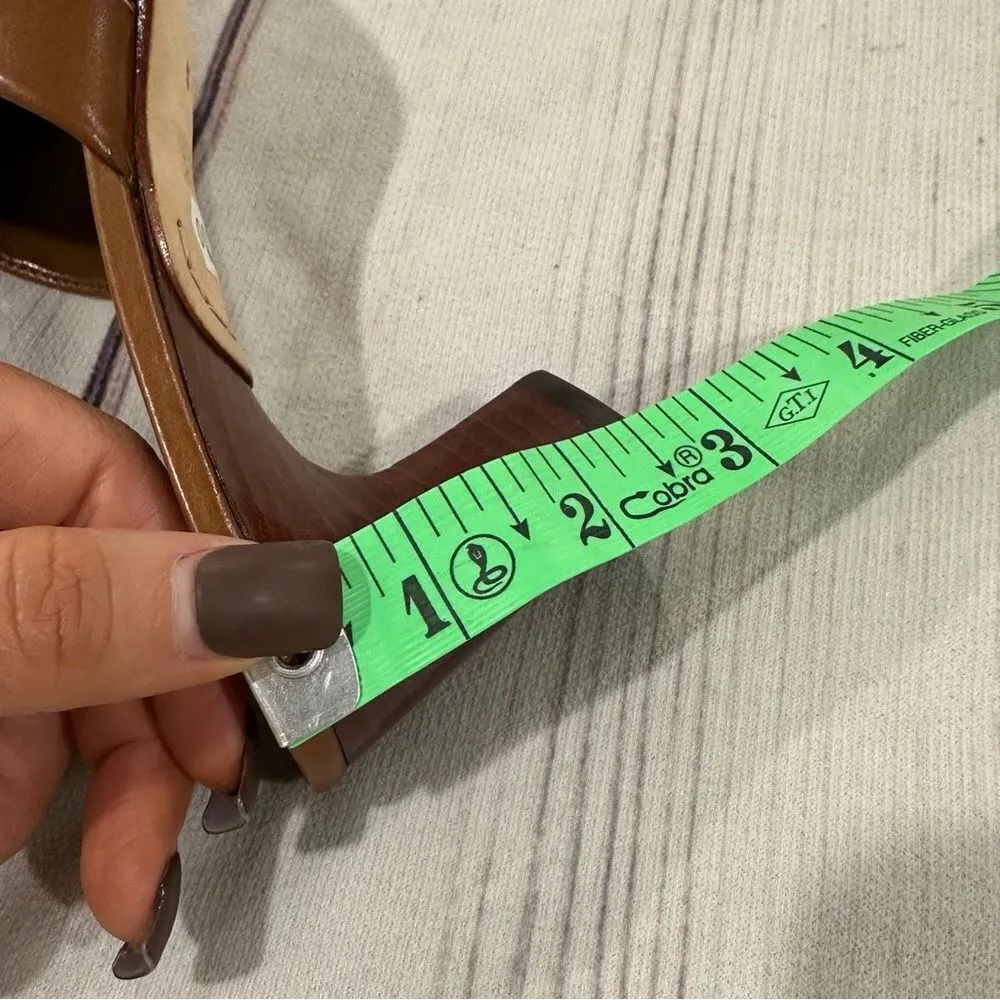 Cole Haan Country Carmel Brown Leather Peep Toe Slide 2 1/2" Block Heel Sz 6B - Image 9