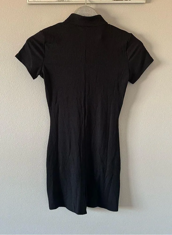 Lovito Black Short Sleeve Rib Knit Romper NEW - Image 4