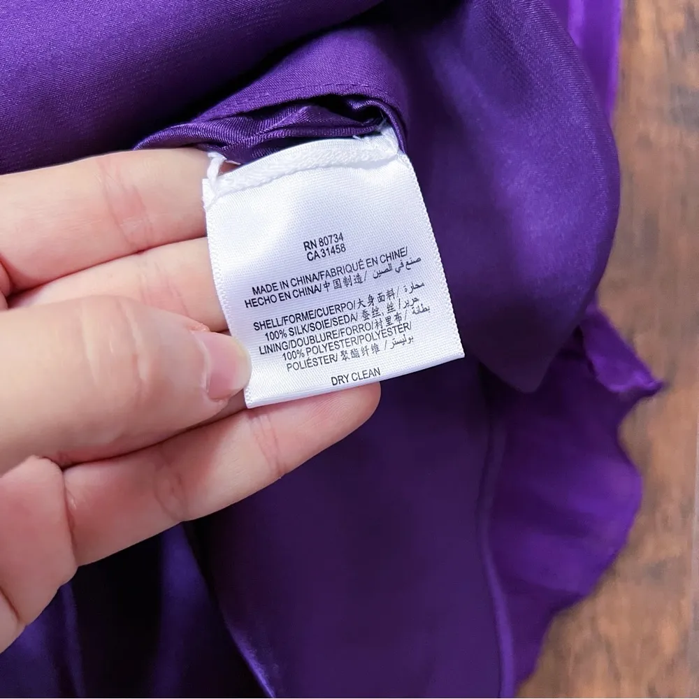 BCBGMaxAzria • Timona Strapless Gown purple silk shadow stripe dress maxi Nena - Image 12