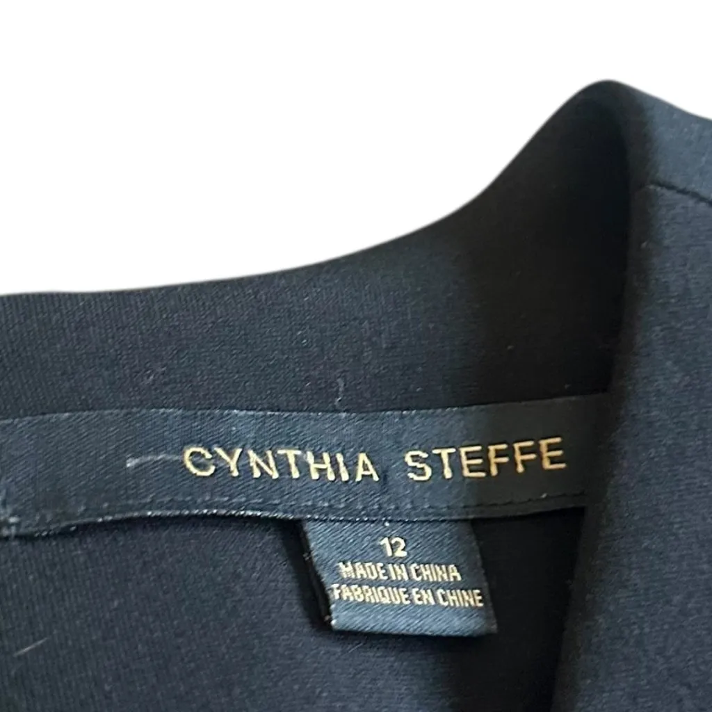 Cynthia Steffe Victoria Black Pointe Dress Faux Wrap Long Sleeve Size 12 Women's - Image 11