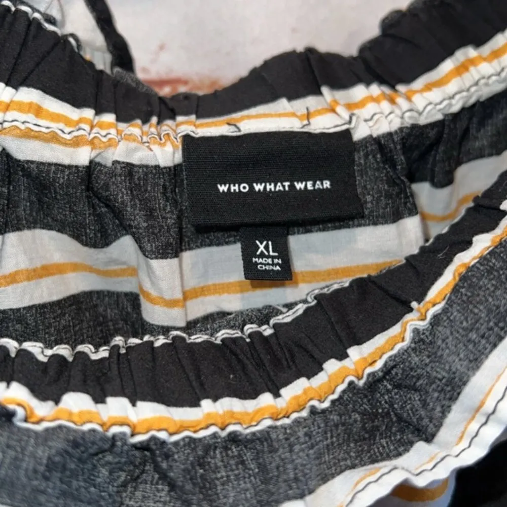 Who what wear lightweight cotton off the shoulder striped tie waist XL puffy - Image 3