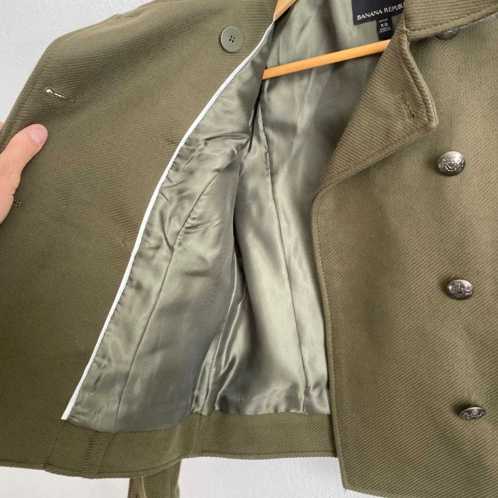 NWT Banana Republic Women's Regal Olive Green Peacoat - XSP - Image 4
