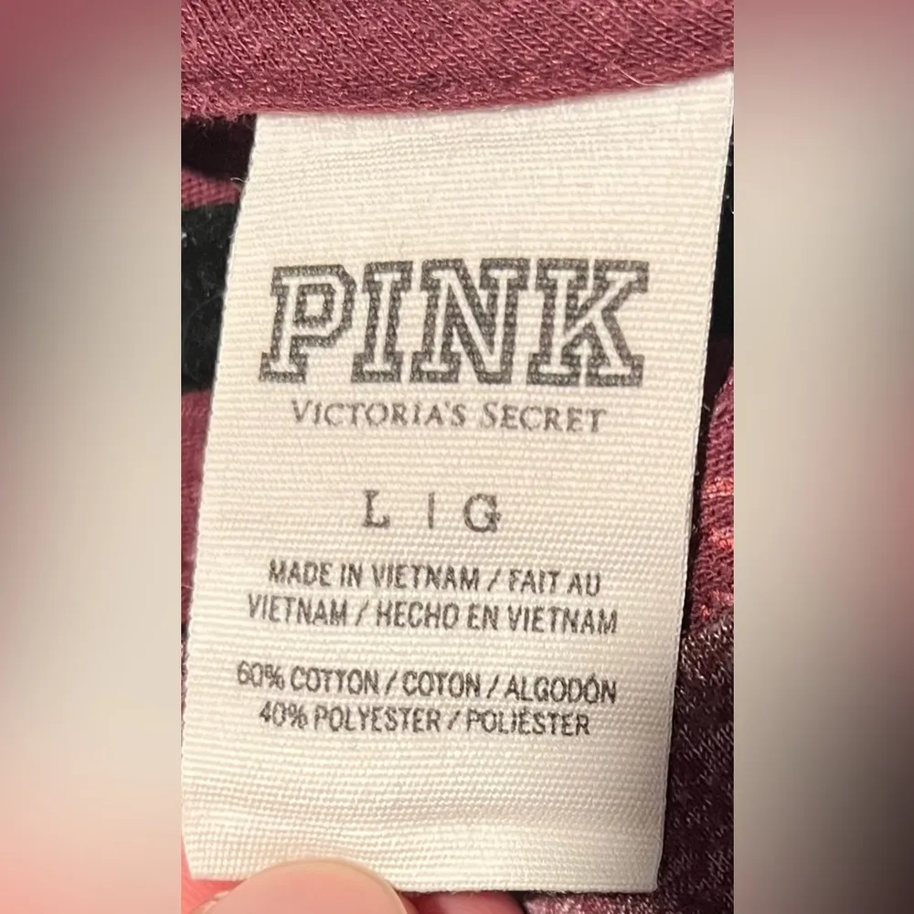 PINK Victoria’s Secret V Neck Long Sleeve BLING Tshirt Size Large - Image 10