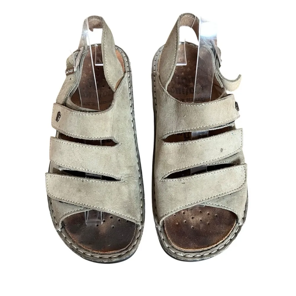 FINN COMFORT Sylt Leather Strappy Sandals Slingback Walking Beige Women Sz 6/36 Tan - Image 5