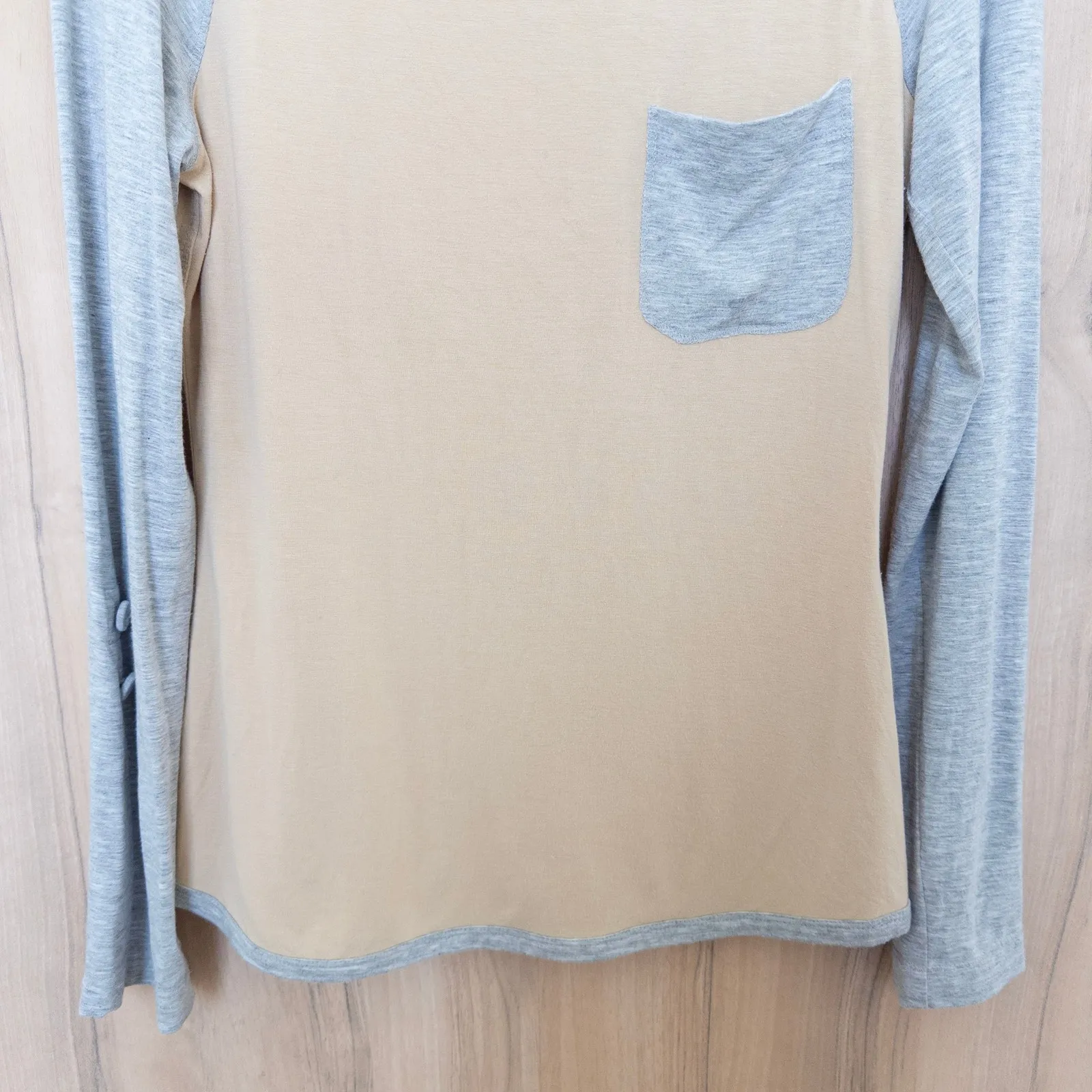 St John Womens Baseball Tee Sz S Beige Grey Long Sleeve Minimalist Quiet Luxury - Image 4