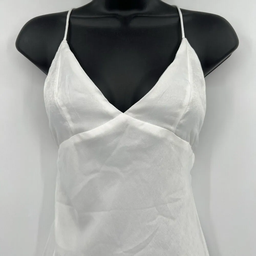 RESA Camille Slip Maxi Dress White Ivory Leg Slit Criss Cross Straps Size XS NWT - Image 4