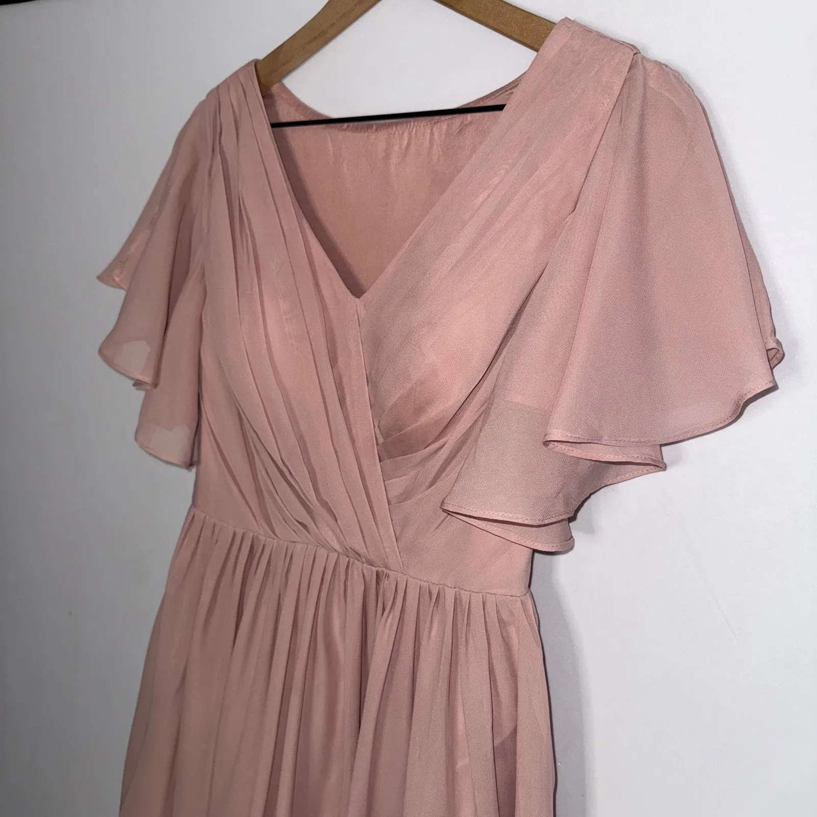 Blush Pnk Bridemaid Style Floor Length Formal Dress Short Sleeve Gown Size 2 - Image 5