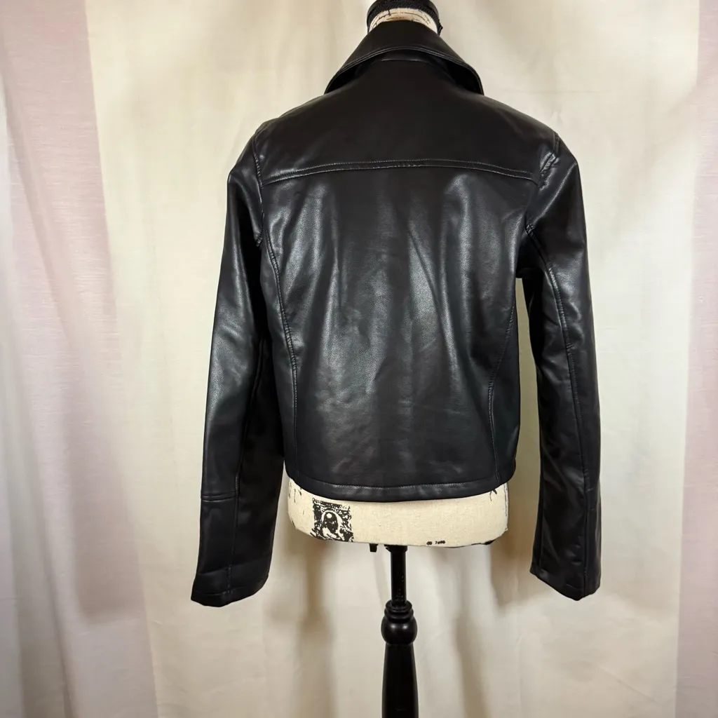 Ashley Outerwear Women’s Faux Leather Moto Jacket Size Large Black Exc Cond - Image 7