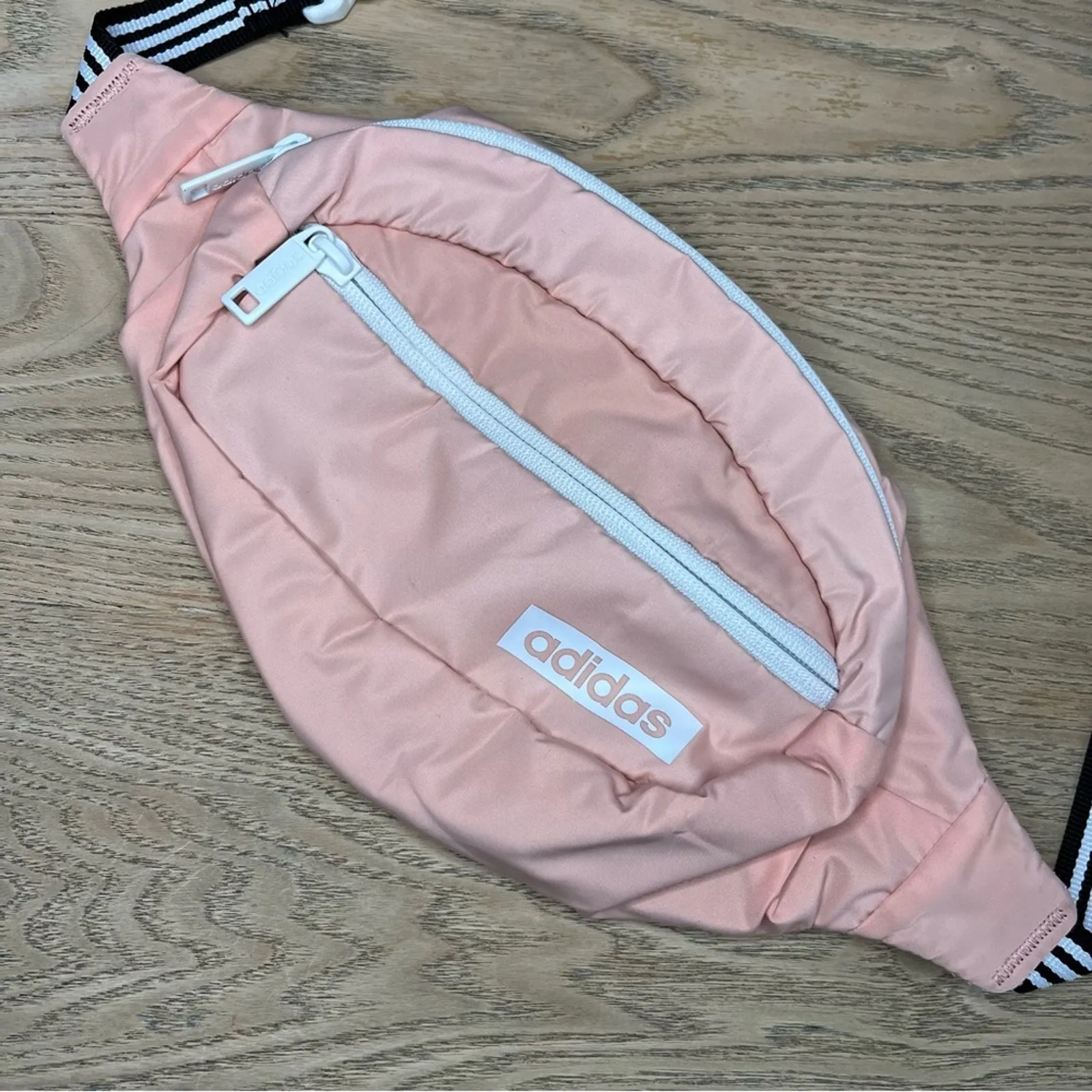adidas Core Waist Pack Glow Pink Black Stripe Strap Fanny Pack Crossbody Bag - Image 2
