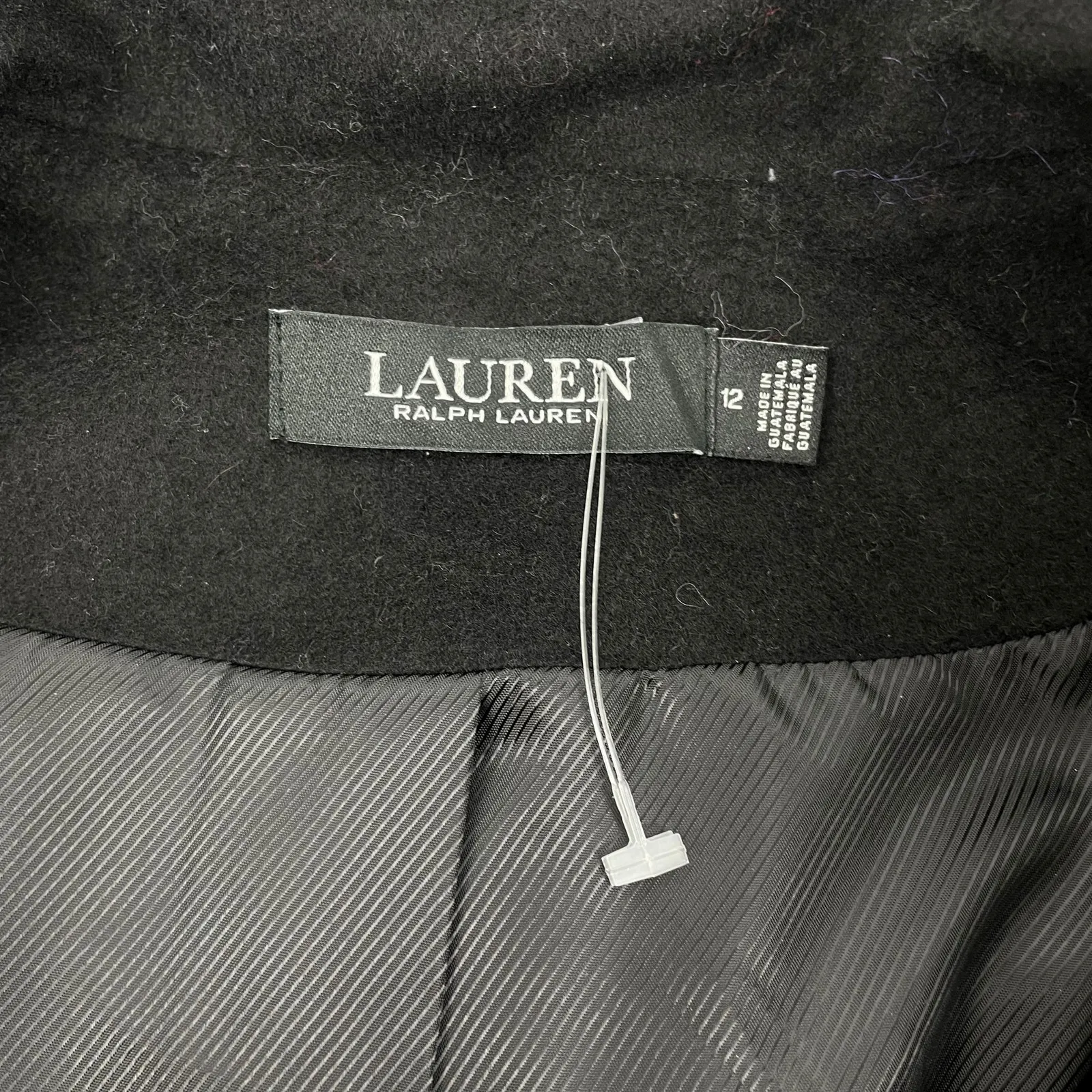 Ralph Lauren Lauren  Tab Front Wool Blend Coat Solid Black Size 12 - Image 10