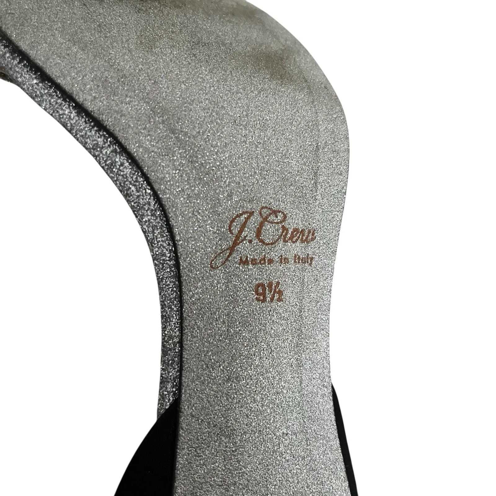 J. Crew D'orsay Sandals Silver Glitter Satin Bow Size 9M Chic Statement Heels - Image 10