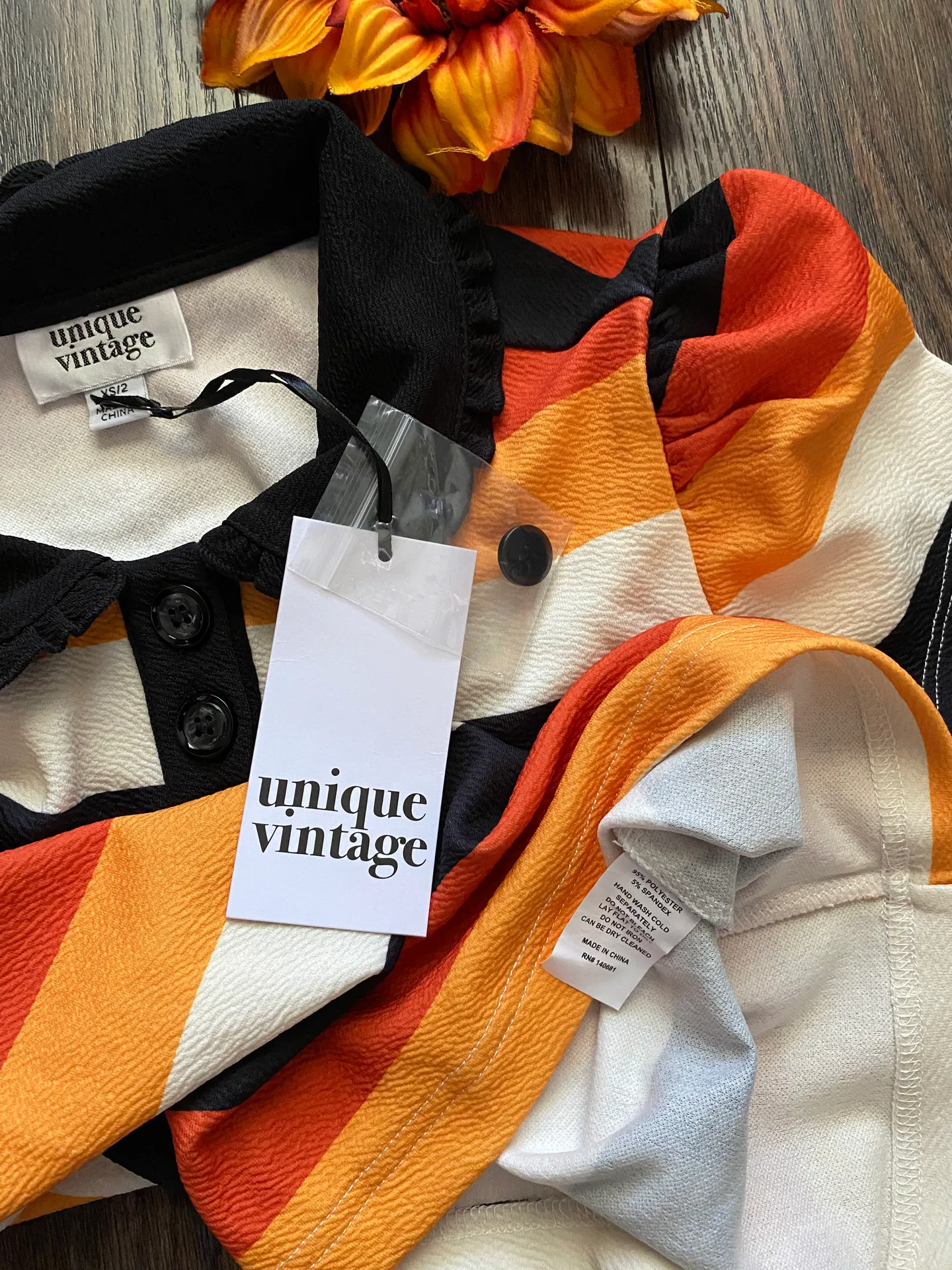 Unique Vintage NWT  Candy Corn Stripes Crop Top X-SMALL - Image 6