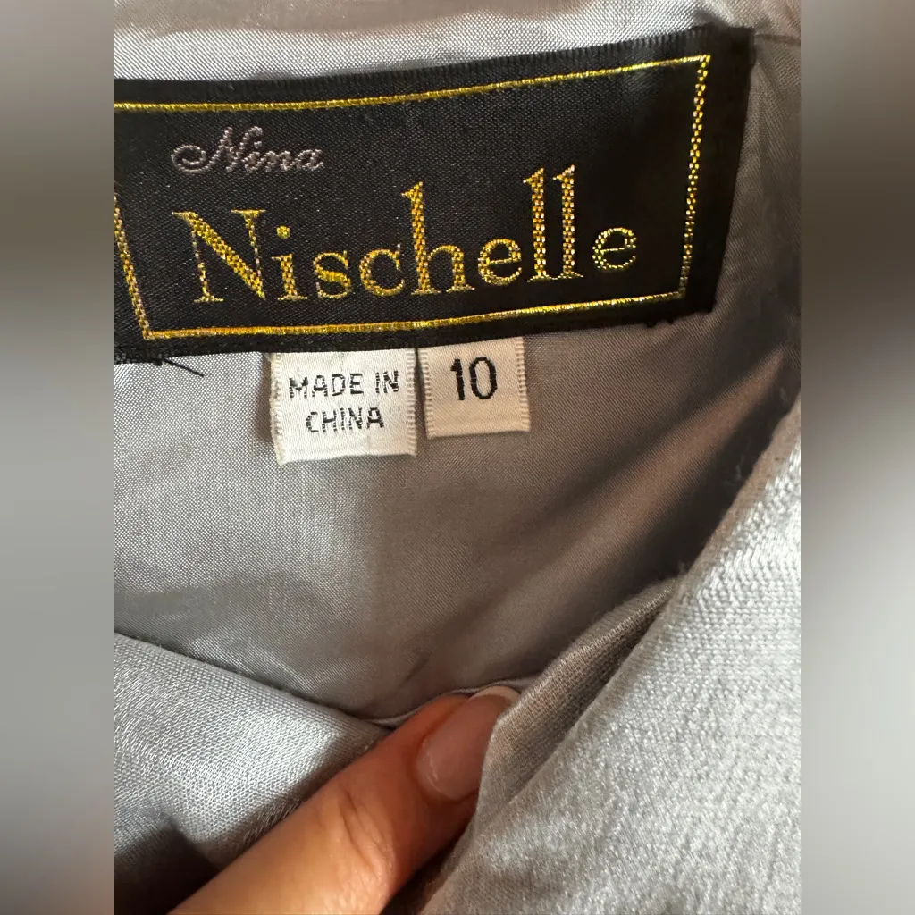 Nina Nischelle Stunning Shimmering Silver Dress SZ 10 - Image 9